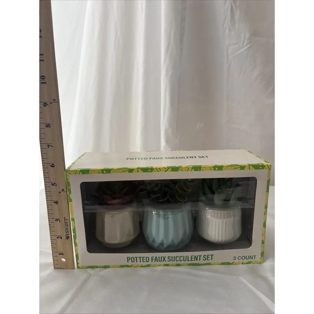 Festive Voice 3 Piece Potted Faux Succulents Set Artificial Plants Home Decor